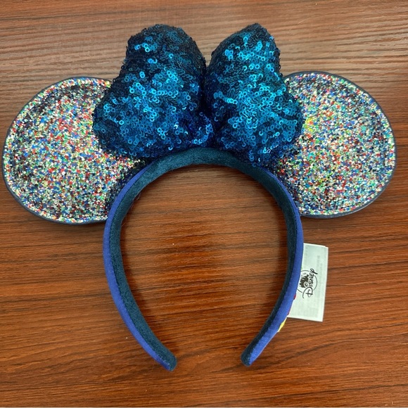Disney Parks Blue Glitter Minnie Mouse Ears Headband 2020 Sparkles Fun Party - Picture 1 of 10